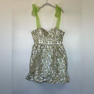 Champagne and green floral dress, size large